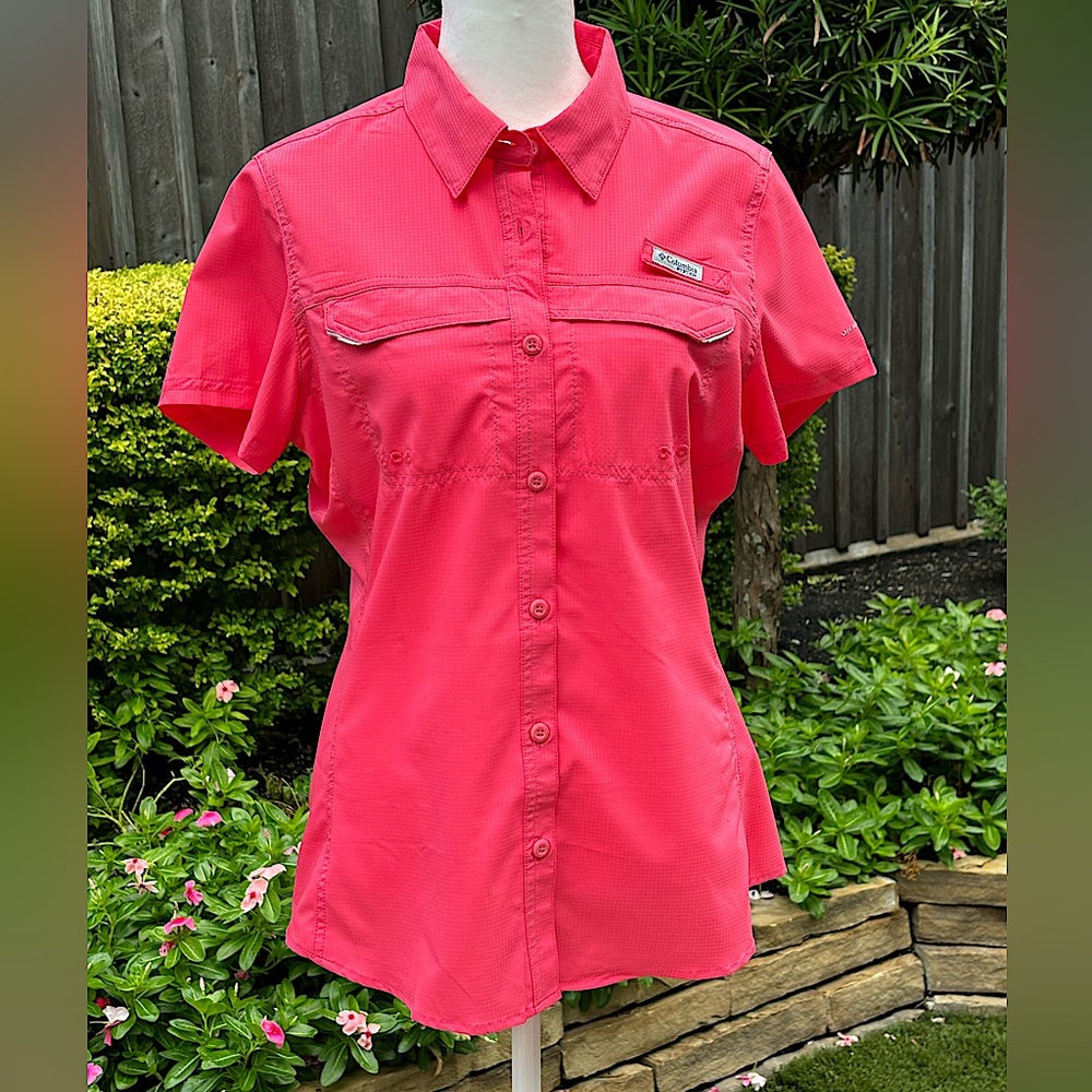 NWOT Columbia Bright Pink PFG Bahama Short Sleeve Shirt, size M